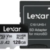 Lexar 128GB Professional Silver Plus MicroSDXC Memory Card W/SD Adapter - DronePoint Canada